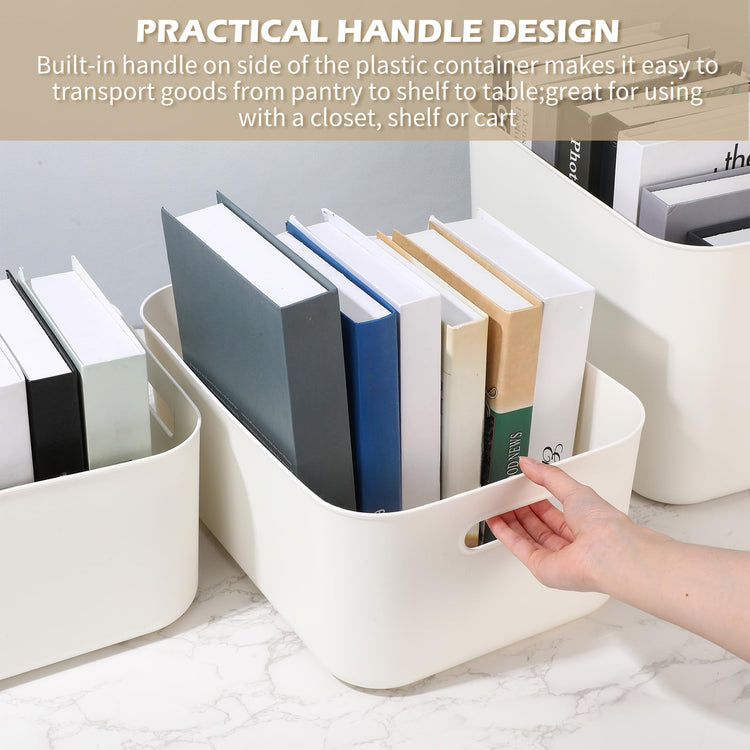Plastic Storage Bins 10 Pcs White Pantry Organizer Bins Small Baskets Storage Containers for Home Kitchen (10 Count)