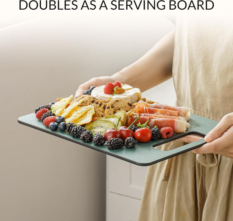 Cutting Boards for Kitchen [Set of 2], Wood Fiber Composite Cutting Board, Dishwasher Safe, Non Slip Non Toxic Chopping Board for Meat Vegetables Fruit Cheese - Green