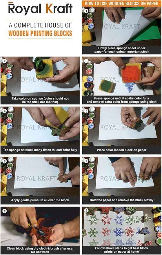Royal Kraft Border Wooden Block Printing Stamps (Set of 25) - DIY Henna Fabric Textile Paper Clay Pottery Blocks Bulk01_25E