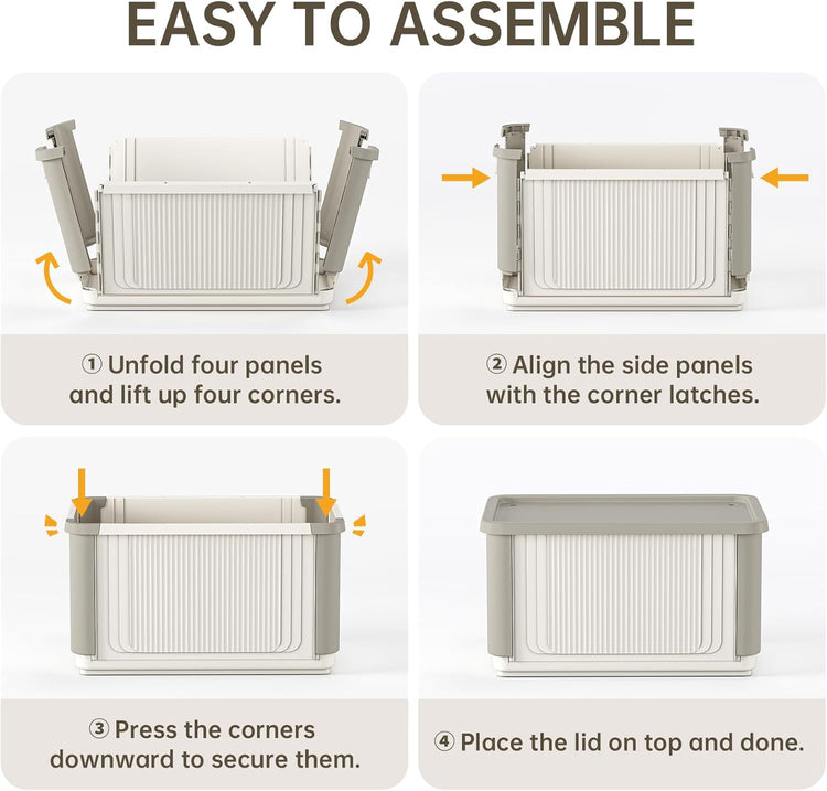 HAIXIN Collapsible Storage Bin with Lid - 62.8 QT Foldable Closet Organizers Stackable Storage Box Plastic Storage Container for Home Garage Office, 1 Pack
