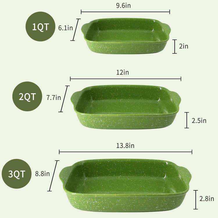 Ceramic Baking Dishes for Oven Set of 3