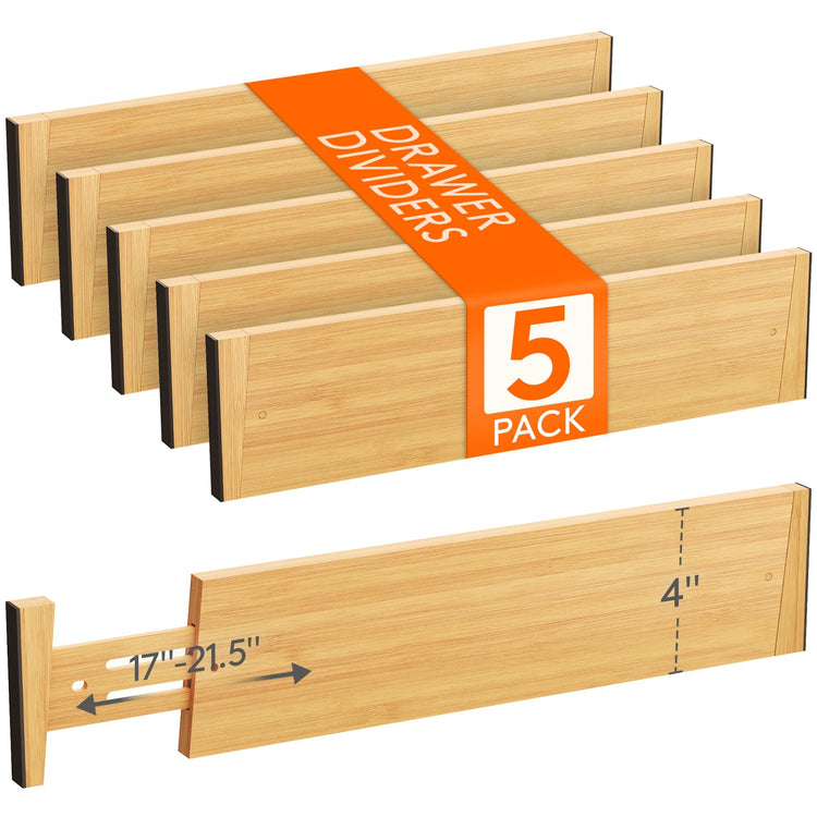 4" High Dresser Drawer Dividers (5 Count)