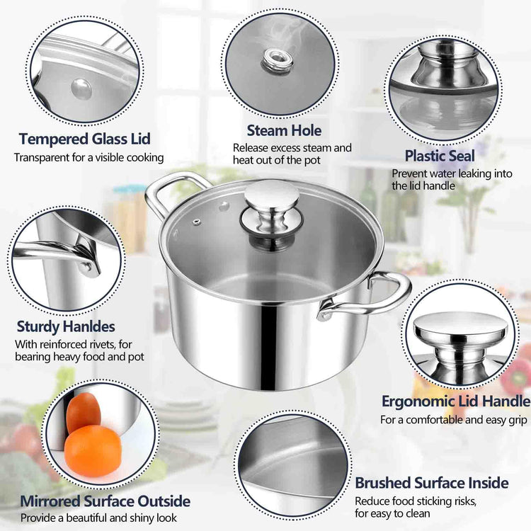 6 Quart Tri Ply Stainless Steel Stock Pot