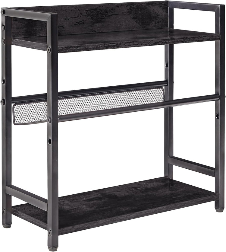IBUYKE 3-Tier Spice Rack Industrial Counter Shelf Desktop Storage Organizer Standing Seasoning Rack for Countertop Kitchen Office Living Room Desktop Black UTLJ021B