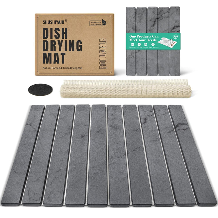 Stone Dish Drying Mat Collapsible Diatomaceous Earth Absorbent Mat Quick Dish Drying Pad Dish Rack Pad Match Any Counterto Multiple Usage for Kitchen