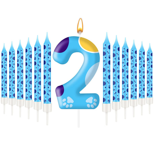 13PCS Blue Dog Paw Birthday Candles Set Cake Topper Numeral Birthday Candles for Boy Girl Dog Paw Decoration (13 Count)