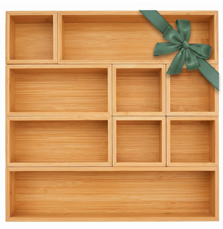 Bamboo Drawer Organizer Set (9 Count)