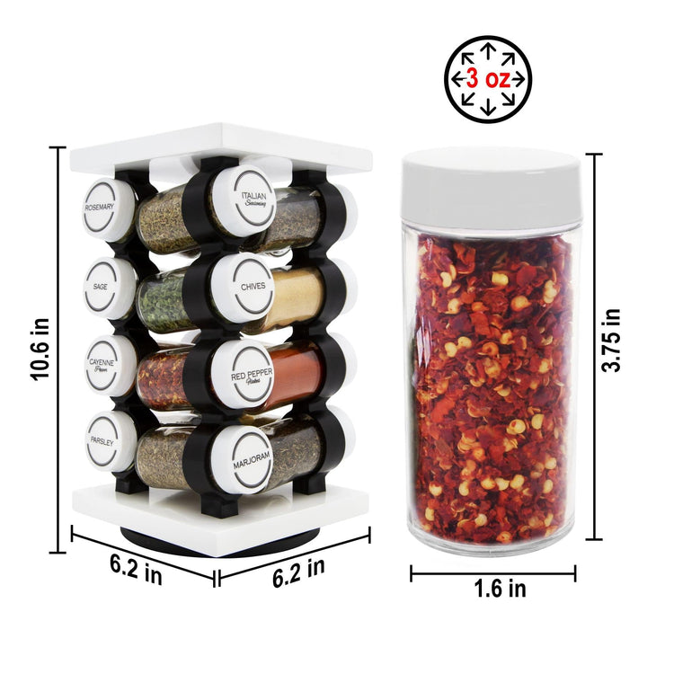 16 Jar Rotating White Spice Rack