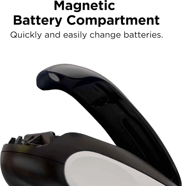 Kitchen Mama One-To-Go Electric Can Opener: One-Touch Operation, Auto-Detect Can Shapes, Auto-Stop, Smooth Edge, Lid Lift, Battery Operated (White)