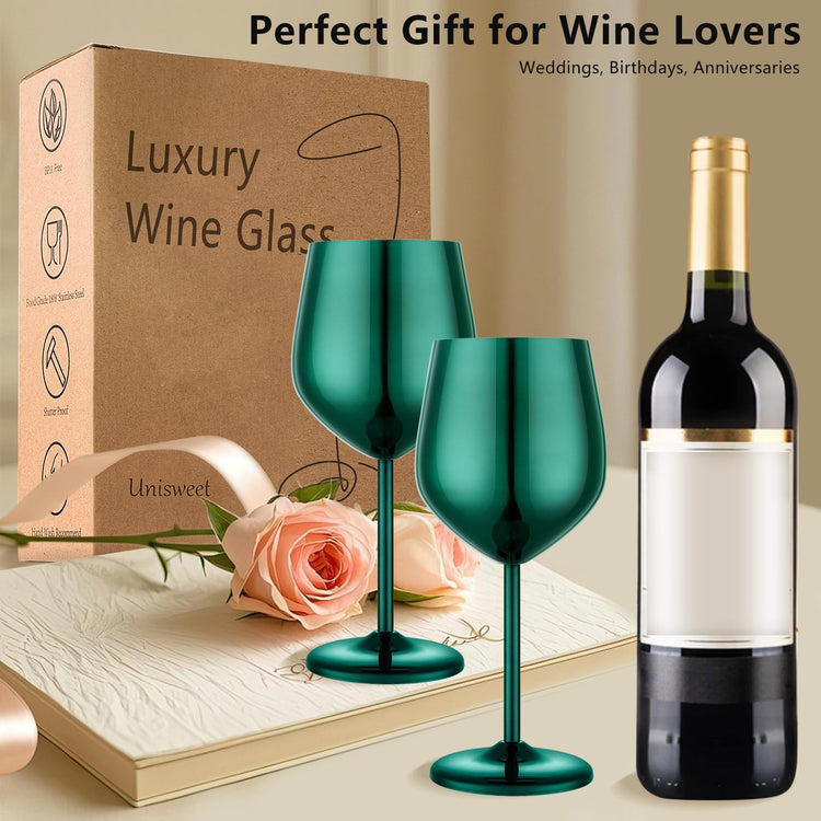 Unbreakable Stainless Steel Wine Glasses Set of 4 (4 Count)