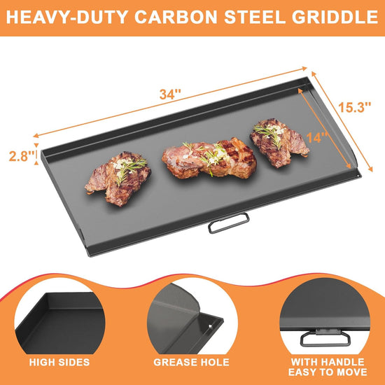 Flat Top Griddle for Camp Chef 2 Burner Stove EX60P EX60LW TB90 GB90D SPG90B TB90LWG StoveTop Parts for 16" & 14" Cooking Systems, 14" x 32" Camp Stove Griddle for Camp Chef Accessories, 1PC - Nestoria