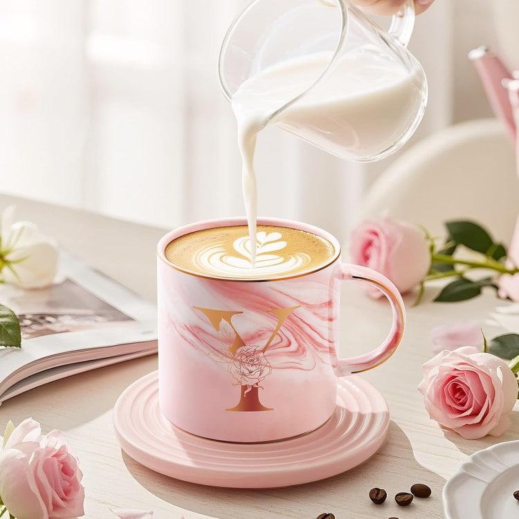 Personalized Gifts for Women Coffee Mug, Initial Customized Gift Monogrammed A-Z Coffee Mug 12 OZ, Christmas Anniversary Birthday Gifts for Women Mom Grandma Friend Sister Wife (Y)