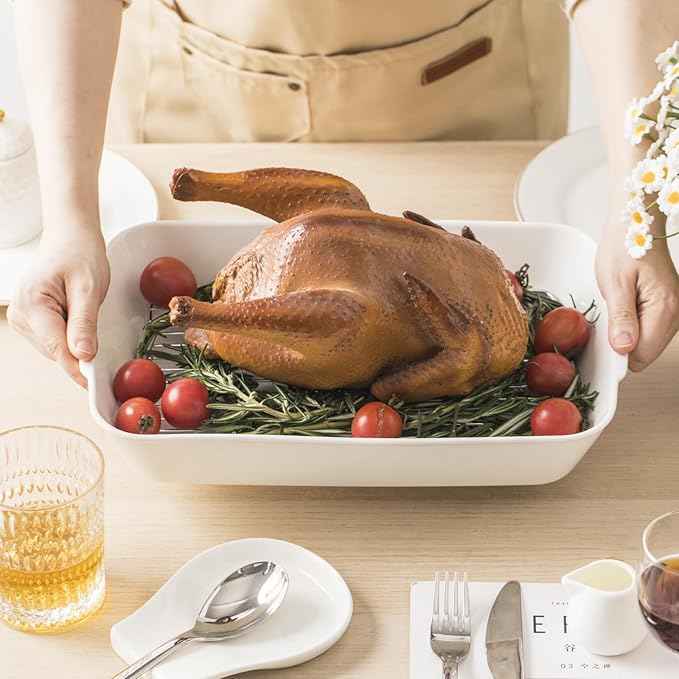 HOMBENE Baking Dish Set for 4, Ceramic Bakeware Sets with Handles, Casserole Dishes for Oven, Kitchen Decor, Microwave Oven Safe (1.2QT/2QT/3QT/4.2QT)