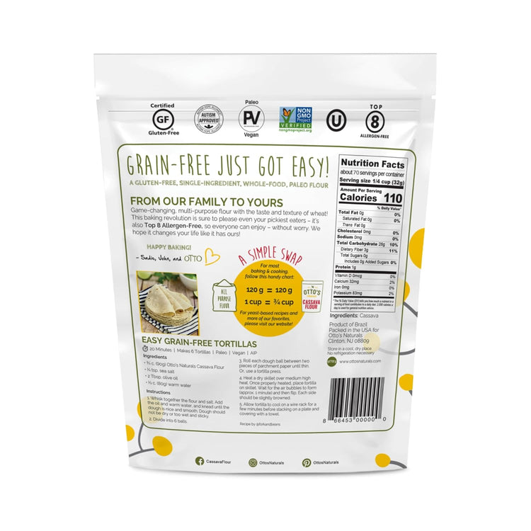 Otto's Naturals Multi-Purpose Cassava Flour, Non-GMO, Gluten-Free, Grain, Nut and Gum-Free, 1-to-1 Wheat Alternative, Paleo, AIP, 5 lb - Nestoria