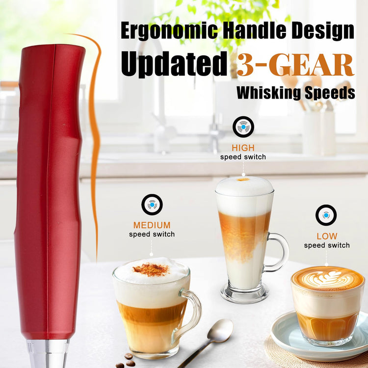 Red Milk Frother Wand for Coffee