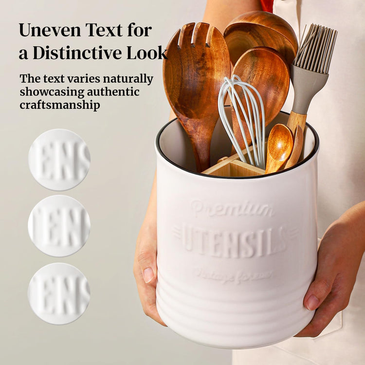 7.2" Large Ceramic Utensil Holder for Kitchen Counter