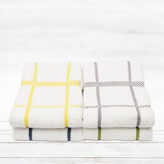 100% Cotton Terry Dish Towels, 4 Pack Checks, 16 x26 Inches, Super Soft and Absorbent Kitchen Towels, Perfect for Kitchen Cleaning and Dish Washing | Assorted - Nestoria