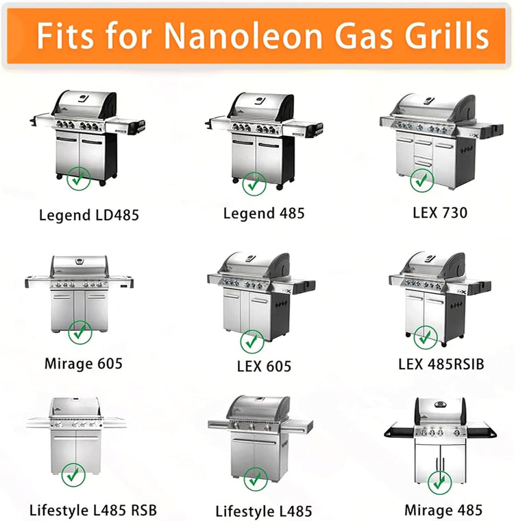 S8C011 Stainless Steel Cooking Grid Grates, Heat Plate and Grill Burner Tube Replacement Parts for Napoleon Gas Models LEX485/605/730 LE LD485 Series Grills S81001