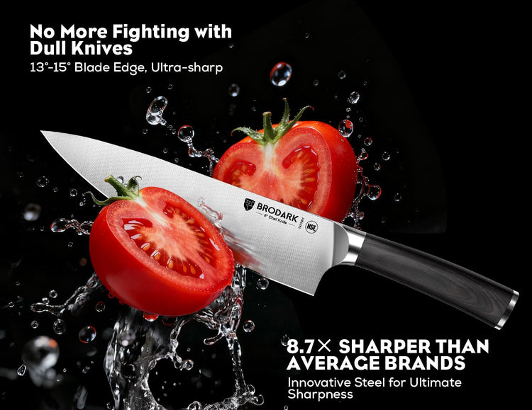 15PCS Kitchen Knife Set with Block and Dual Sharpener (15 Count)