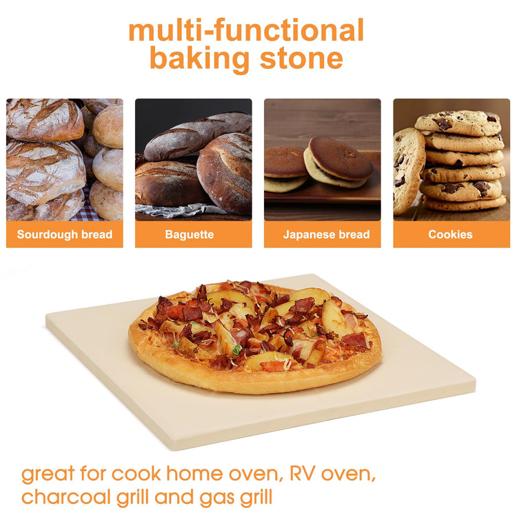 12x12 Inch Cordierite Pizza Stone for RV Oven and Grill