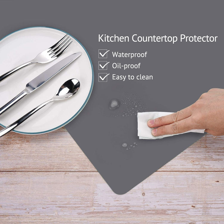 Silicone Mats for Kitchen Counter, Thicker 0.06", 25 x 17 inches Multipurpose Table Mat, Silicone Pad Desk Work Mat, Nonstick Nonskid Heat-Resistant Pad, Placemat, Dark Gray, 2PCS