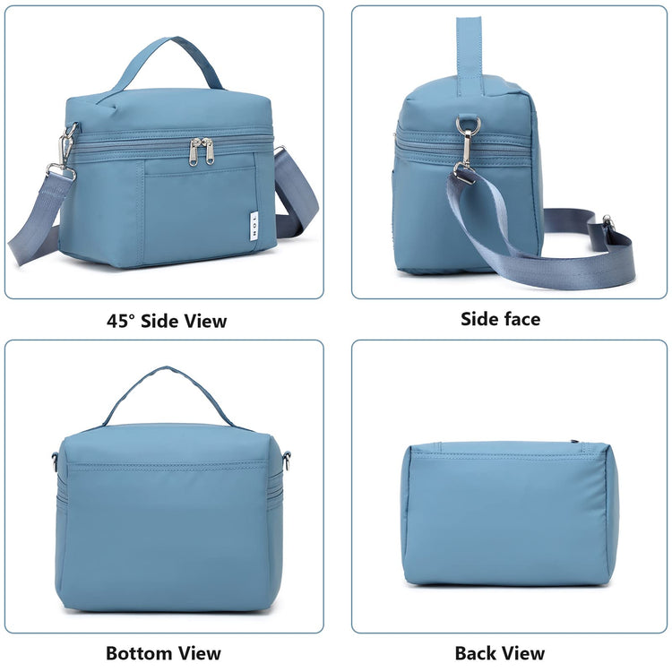 NOL Insulated Lunch Bags for Women Cooler Bag Lightweight Nylon Waterproof Lunch Box for Work Dusty Blue Small 4L