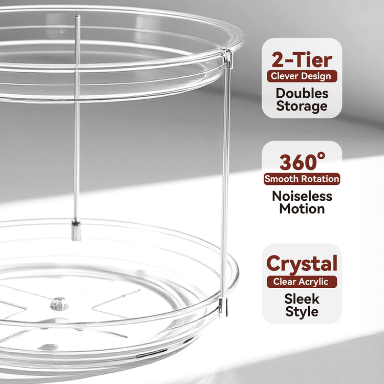 2 Tier Lazy Susan Turntable Organizer for Cabinet