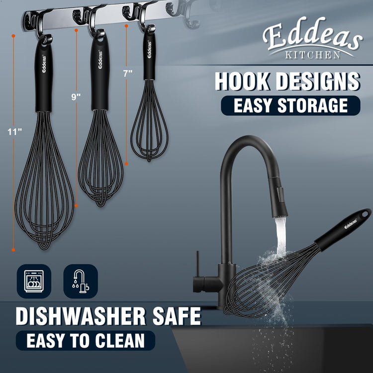Whisks For Cooking Up To 500°F Silicone Whisk tool Non (3 Count)