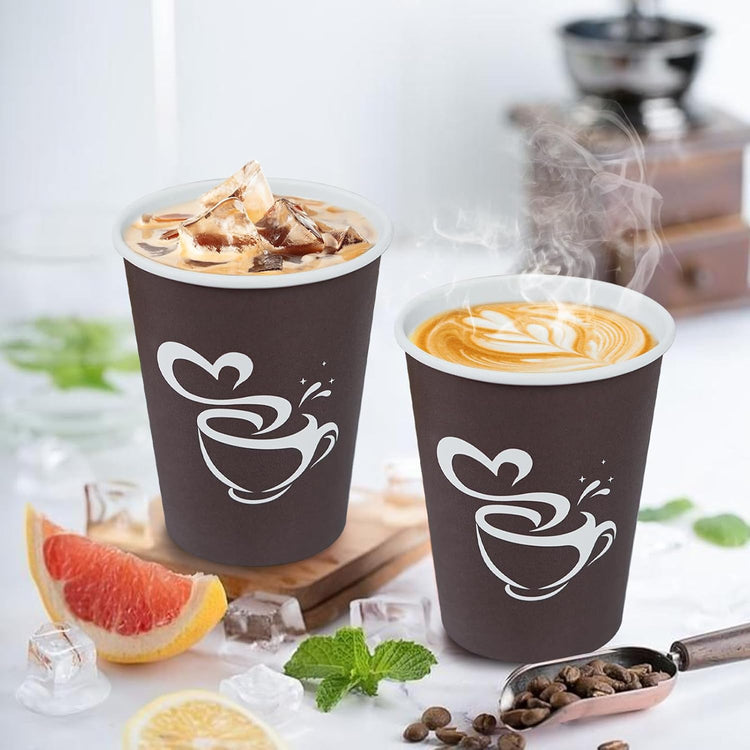 1000 Count 12 oz Paper Coffee Cups, Disposable Drinking Cups for Hot or Cold Beverage, 12 ounce Brown Coffee Cups for Party, Business, Travel, Picnic