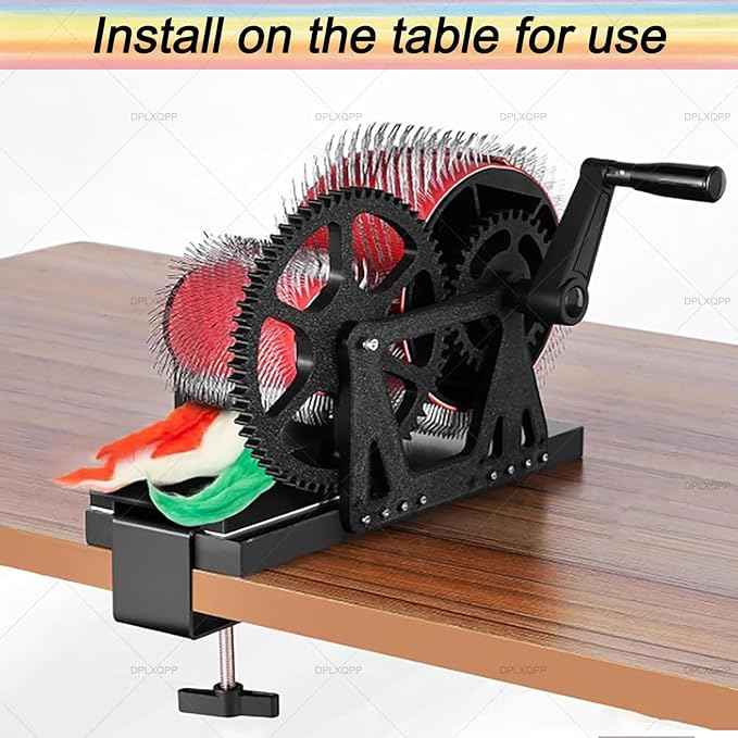Artisan Fiber Blending Tool,Manual Wool Carder with Stainless Steel Pins,Perfect for Hand Spinning Yarn,Wool Felting & Color Mixing Projects Black(PhenolicResinBase)