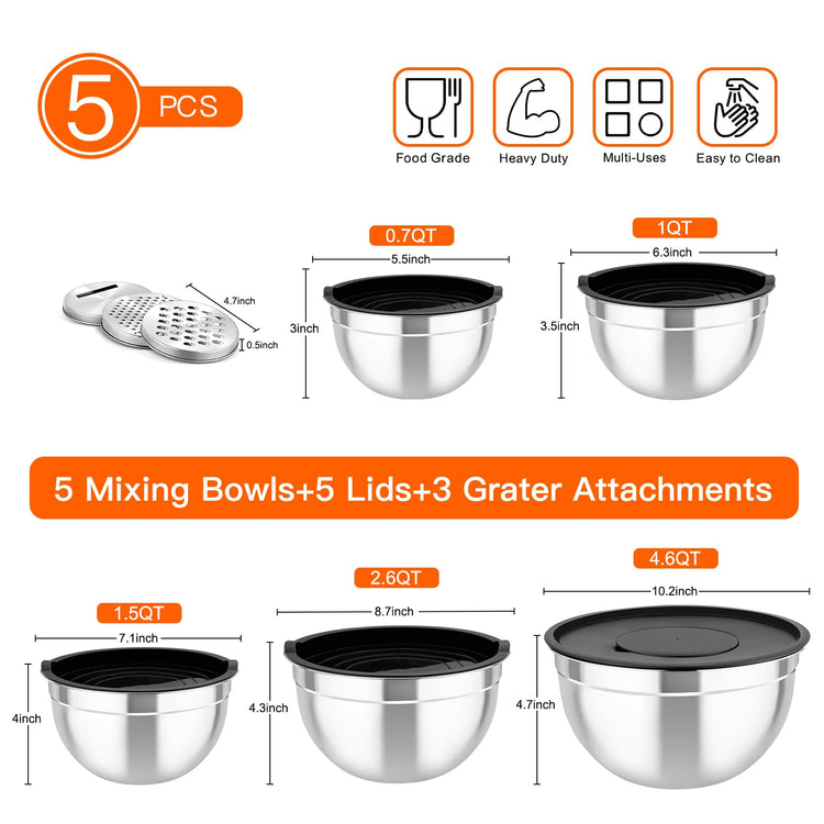 Mixing Bowls with Lids (5 Count)
