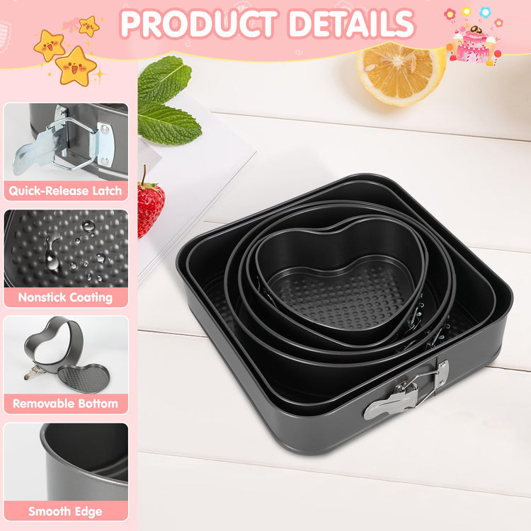 6Pcs Springform Cake Pan Set Of 7 7.8 8.6 9 10 11inch Moldes Para Pasteles Non (6 Count)