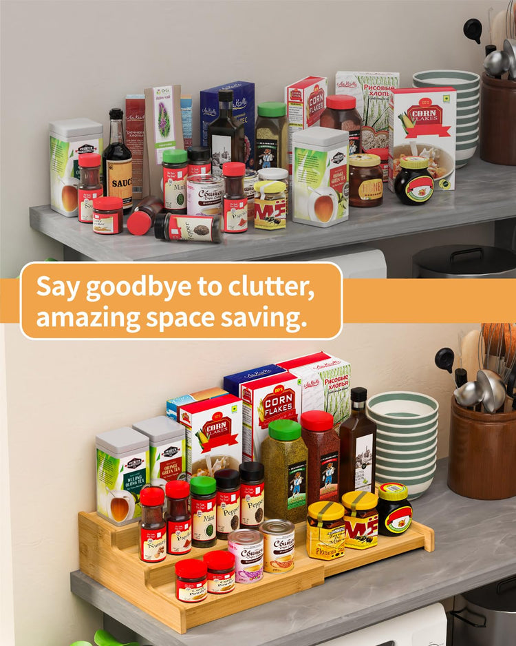Spice Rack 3 Tier Natural Bamboo (2 Count)