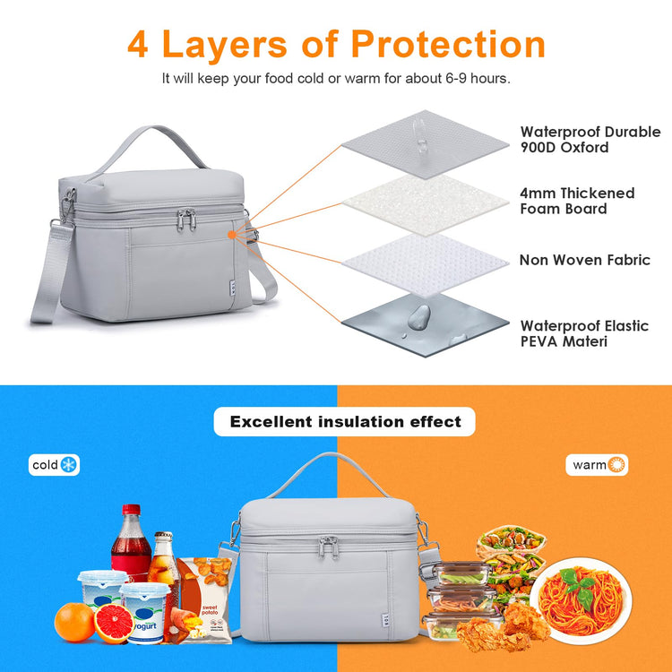 NOL Insulated Lunch Bags for Women Cooler Bag Lightweight Nylon Waterproof Lunch Box for Work