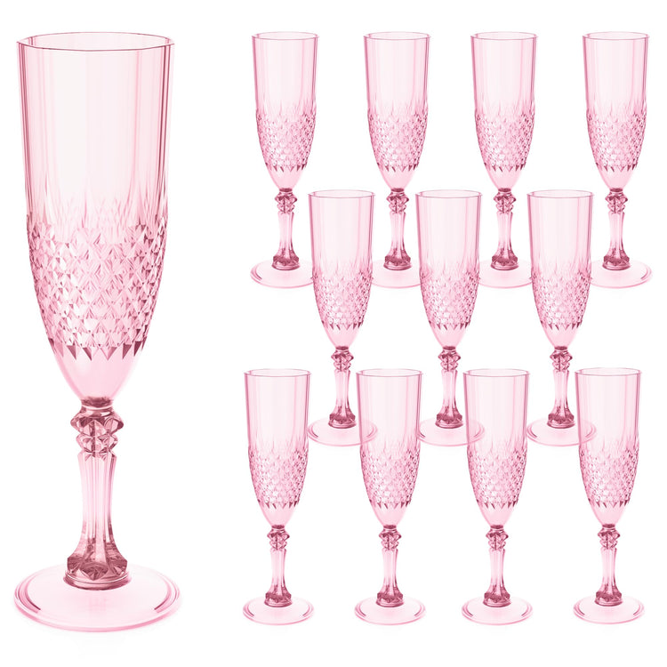 12 Pack Plastic Champagne Flutes (24 Count)