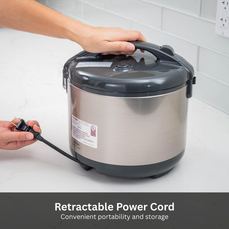 JNP-S18U-US 10 Cup Capacity White Rice Cooker with Non-Stick Inner Pot, Retractable Power Cord, and Keep Warm up to 12 hours (Urban Satin)