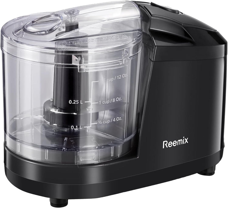 1.5-Cup One-Touch Electric Food Chopper, 100W Mini Food Processor Meat Grinder, Mix, Chop, Mince and Blend Vegetables, Fruits, Nuts, Meats, Stainless Steel Blade (Black)