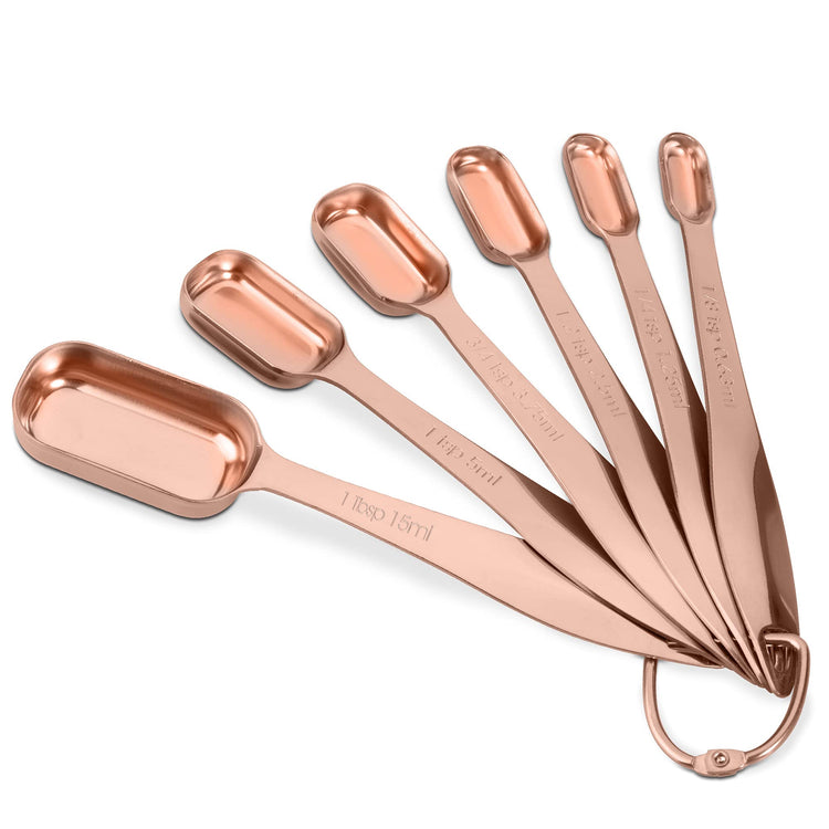 6-Piece 18/8 Stainless Steel Measuring Spoons Set, Rose Gold