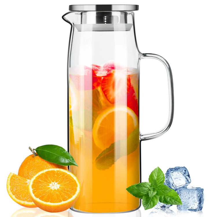 Glass Pitcher with Lid and Spout 50oz