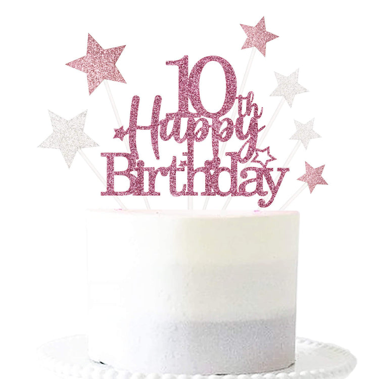 Rose Gold 10th Birthday Cake Topper (7 Count)