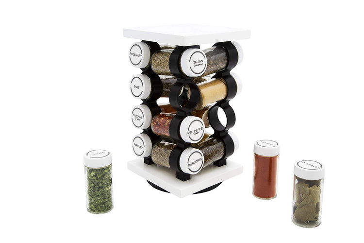 16 Jar Rotating White Spice Rack