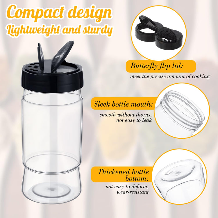 10.1 oz 30 Pack Plastic Spice Jars with Shaker Lids Clear Seasoning Containers Spice Bottles for Kitchen Storing Herbs Seasoning Powders