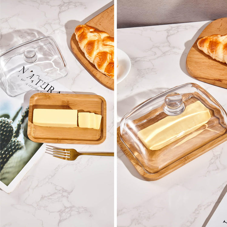 Glass butter dish with lid