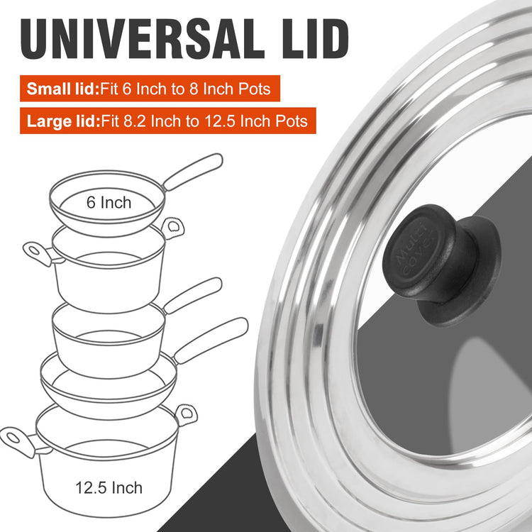 Universal Lids with Tempered Glass Top Fits 6