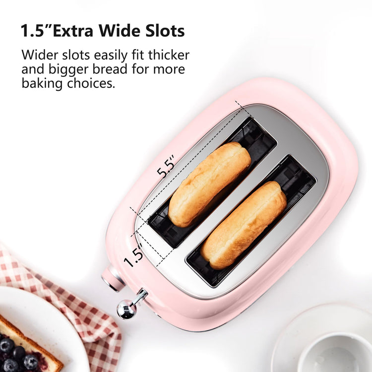 2 Slice Toaster Retro Stainless Steel with Bagel (2 Count)
