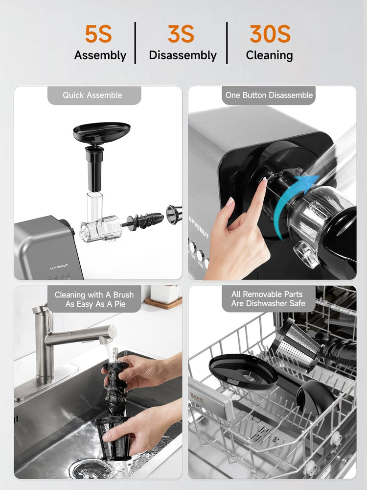 Slow Juicer Machine for Vegetables and Fruits Cold Press Masticating Extractor Celery Wheatgrass Leafy Greens Carrot Ginger Beet