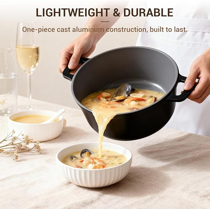 Ammeloo 8-Piece Ceramic Nonstick Cooking Pot Set with Lid, 4.5 Qt Soup Pot, All-in-One Stock Pot for All Stoves, Dishwasher Safe & Easy to Clean, Induction Ready, PFAS Free, for Stews, Soups & Pasta