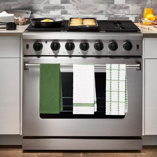 Ring Spun Cotton Green Kitchen Dish Towels (6 Count)