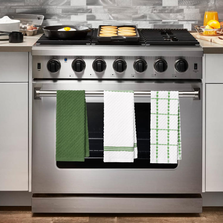Ring Spun Cotton Green Kitchen Dish Towels (6 Count)