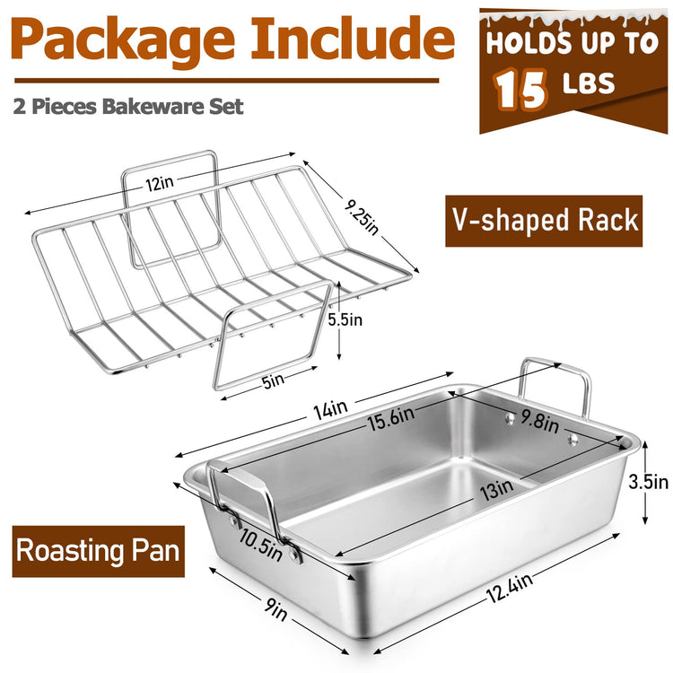 Roasting Pan with Rack for Turkey Chicken